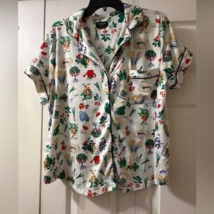 Kate Spade Garden Theme Pajama Set with Short Sleeve Top and Shorts Size XL
